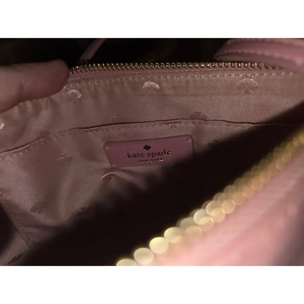 Kate Spade Greta Court Ramey Crossbody Dusty Peony Pink Saffiano Glitter Purse